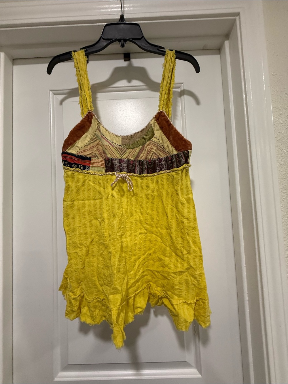 Free People Yellow Mixed-Print Boho Tie-Front Camisole